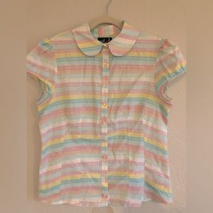 Hell Bunny Shimmer and Stripes Blouse New Without Tags